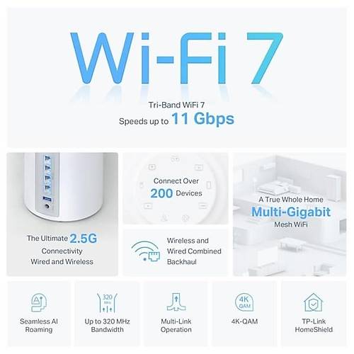 Tp-Lınk Deco Be65 Be11000 Tüm Evde Mesh Wi-Fi 7 Sistemi