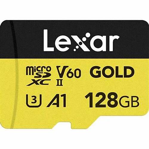 LEXAR 128GB LMSGOLD128GBNNNG MICROSD GOLD MICROSDXC UHSII CARDS UP TO 280MB-S READ 100MB-S WRITE C10 A1 V60 U3
