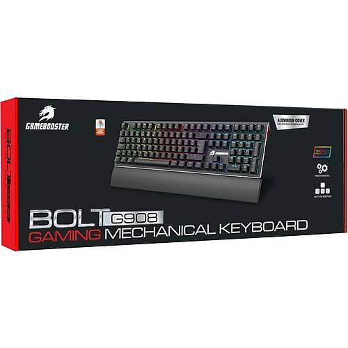 Gamebooster G908 Bolt Rainbow Ayd�nlatmal� Blue Switch Mekanik Bileklikli Oyun Klavyesi