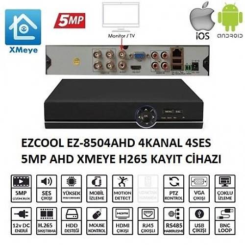 EZCOOL 4kanal EZ-8504AHD 5MP 1-SATA AHD KAYIT C�HAZI