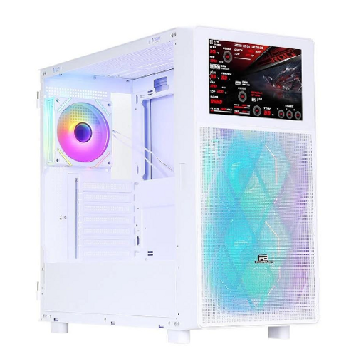 Powerboost Pb-P4367Bw 3-Rgb Fanl� Lcd Ekranl� Gam�ng M�d-Tower Pc Kasas� Beyaz