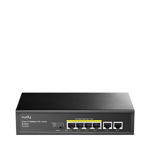 Cudy Fs1006P 6 Port 10-100 Ynetilemez Desktop (4 Port Poe+) 60W (Tek Portta 30W Destei) Switch