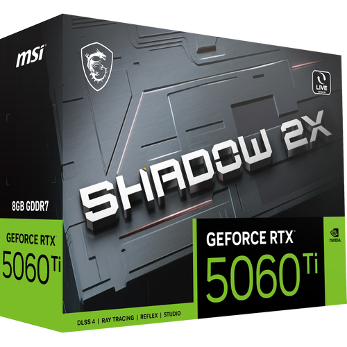 MSI VGA GeForce RTX 5060 TI 8G SHADOW 2X PLUS RTX5060TI 8GB GDDR7 128B DX12 PCIE 5.0 X16 (3XDP 1XHDMI)