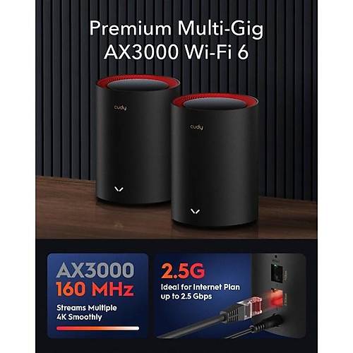 Cudy M3000 Ax3000 2.5G�gab�t Dual Band Mesh Router 3-L� Paket