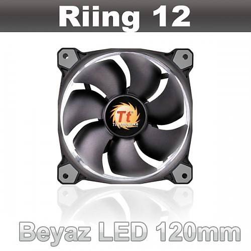 Thermaltake Riing Cl-F038-Pl12Wt-A 120Mm Beyaz Halka Ledli Titre�imsiz Kasa Ve Radyat�r Fan�