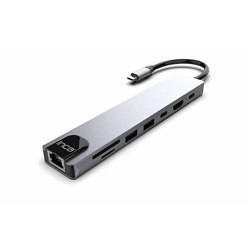 INCA ITPC-7T 8 Port Type-C Hub+�evirici Aluminyum �oklay�c�