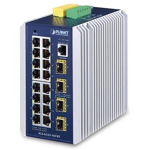 Planet PL-IGS-6325-16T4S Endstriyel L3 16 Portlu 10/100/1000T + 4 Portlu 100/1000X SFP Ynetilen Ethernet Anahtar