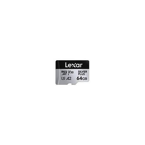 LEXAR 64GB LMSSIPL064GBNANG MICROSD HIGHPERFORMANCE SILVER PLUS MICROSDXC UHSI UP TO 205MB-S READ 100MB-S WRITE C10 A2 V30 U3