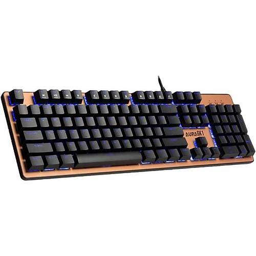 GAMDIAS AURA GK1, USB Kablolu, �ngilizce,  �ok Renkli Arka Ayd�nlatma, Red Mekanik Switch, Bronze Edition, Gaming Klavye