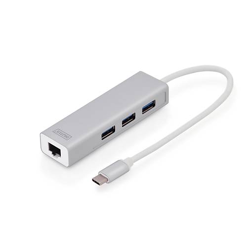 Digitus Da-70255 Usb Type-C To Usb 3.0 X3 - Rj-45  Digitus Usb 3.0 Hub & Usb 3.0 Gigabit Ethernet Adapt�r�