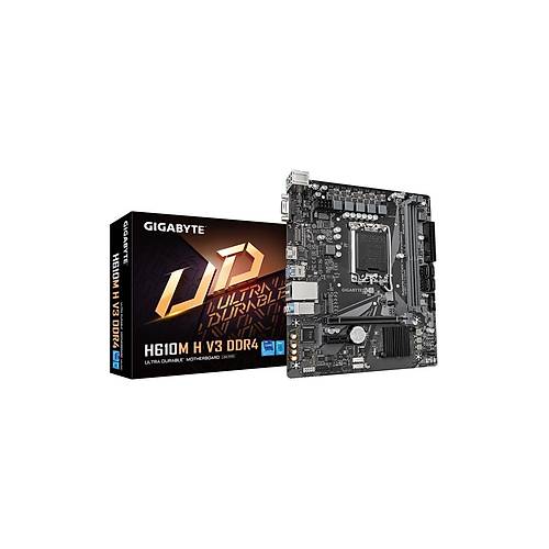 GIGABYTE INTEL H610M-H-V3 DDR4 3200MHZ 1XVGA 1XHDMI 1XM.2 USB 3.2 MATX 1700P USB 3.2 Gen1 (12-13-14. Nesil)