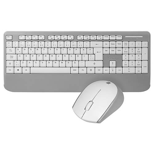 Everest Km-6176 Offıcal Beyaz-Gri Kablosuz Combo Q Multimedia Klavye + Mouse Set