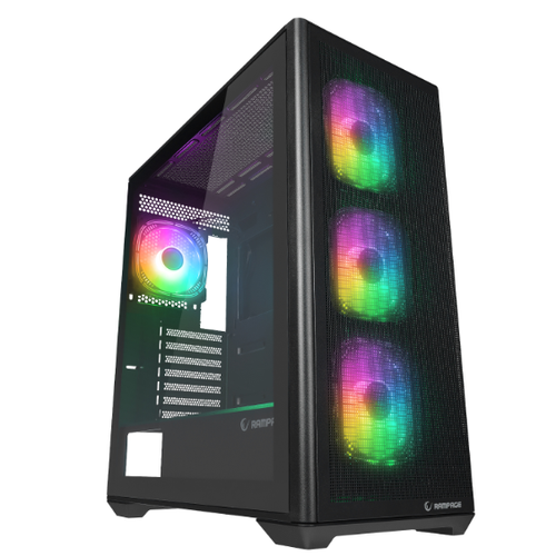 RAMPAGE VORTEX V3 TEMPERL CAM+MESH SIYAH 4xARGB FAN+HUB E-ATX Mid-T GAMING KASA