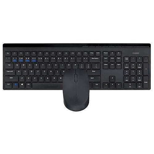 Rapoo 8110M 12482 Kablosuz Klavye Mouse Set Siyah