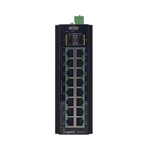 WI-TEK 16port 240w FULL PoE WI-SP3018F 16GE GIGABIT 2X SFP Ynetilemez Endstriyel Switch