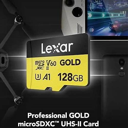 LEXAR 128GB LMSGOLD128GBNNNG MICROSD GOLD MICROSDXC UHSII CARDS UP TO 280MB-S READ 100MB-S WRITE C10 A1 V60 U3