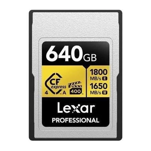 LEXAR 640GB LCAGOLD640G-RNENG CF-EXP PROFESSIONAL CFEXPRESS 4.0 TYPE A CARD GOLD SERIE UP TO 1800MB-S READ 1650MB-S WRITE VPG 400 IP68