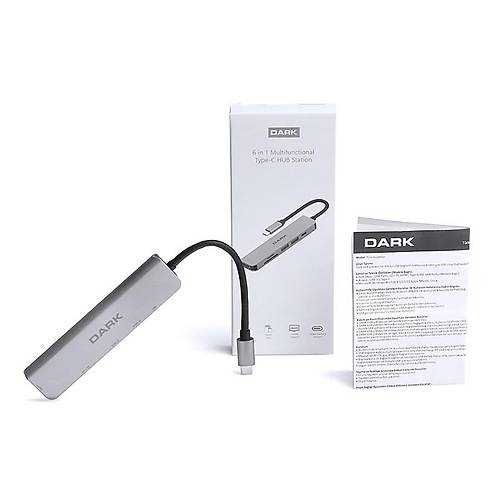 DARK USB 3.1 Type-C 6 in 1 HDMI - TF SD Kart Okuyucu - USB 3.0   USB 2.0 - USB-C PD Dntrc evirici HUB