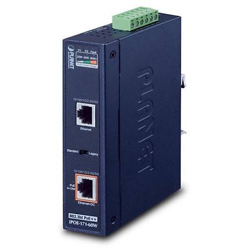 Planet Pl-Ipoe-171-95W  Endstriyel Tip Tek Port Multi-Gigabit 802.3Bt Poe++ Injector (95 Watt, -40~75 Derece C, 12~48V Dc)