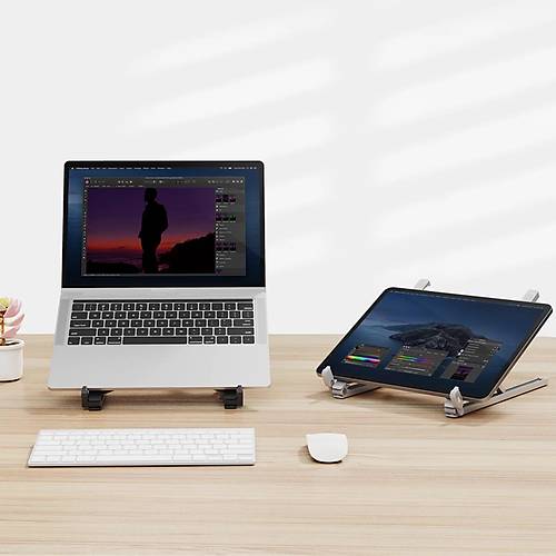 B�X Saiji X2-BK 11"- 17" Aras� Ta��nabilir Katlan�r Al�minyum Notebook So�utucu Stand Siyah