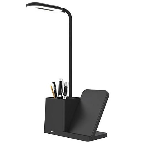 S-LINK SL-M9054 Siyah TypeC 15W Kablosuz �arj Cihaz� Kalemlikli Masa Lambas�