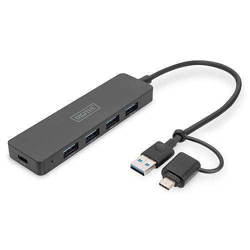 DIGITUS DA-70243 USB 2.0 Type C HUB with Cardreader, 3x USB 2.0. 1x SD, 1x MicroSD Port A