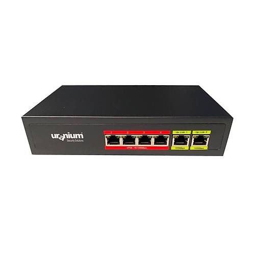 URANIUM POE-4002-48W 4 PORT 10-100 + 2 PORT 10-100 RJ45 UPLINK WATCH-DOG POE SWITCH(REALTEK CHIPSET)