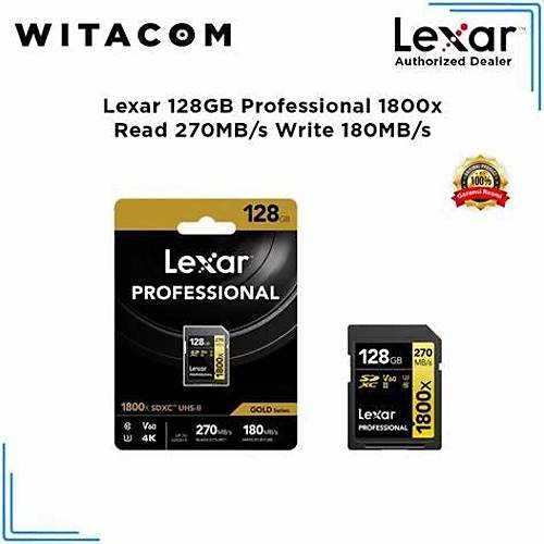 LEXAR 128GB LSD1800128GBNNNG SD PROFESSIONAL 1800X SDXC UHSII CARDS UP TO 280MB-S READ 210MB-S WRITE C10 V60 U3