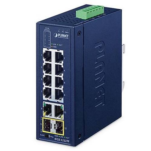 Planet PL-IFGS-1222TF End�striyel 8 Portlu 10/100TX + 2 Portlu 10/100/1000T + 2 Portlu 1000X SFP Halka Ethernet Anahtar�