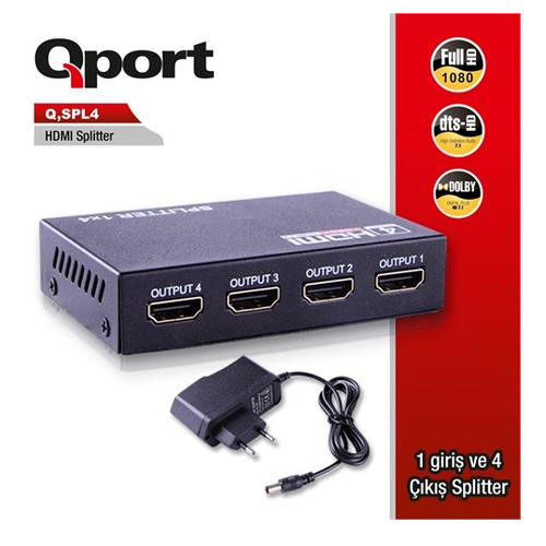Qport 4Port Q-Spl4 1Port Hdm (Giri) 4Port Hdm (k) 1920X1080 Hdm Splitter