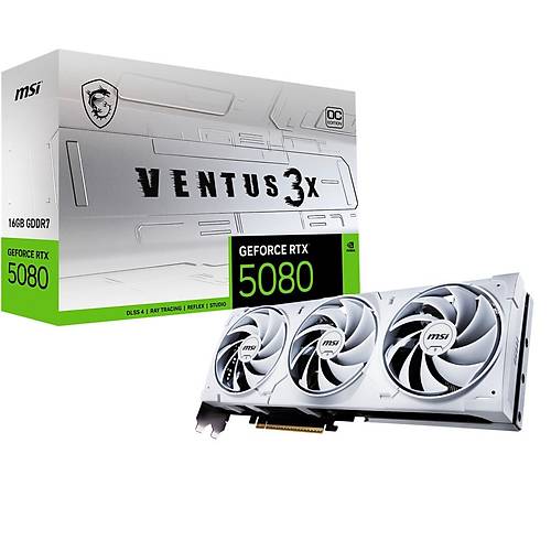 MSI GEFORCE RTX5080 16G VENTUS 3X OC WHITE 256BIT 1XHDMI 3XDP EKRAN KARTI