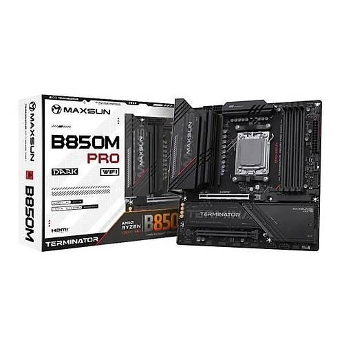 MAXSUN TERMINAT�R B850M PRO DARK WIFI7 DDR5 HDMI-DP TYPEC PCIE 5.0 1851P MATX