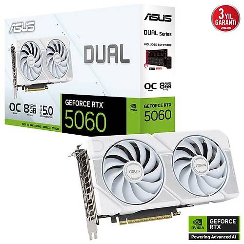 Asus GeForce RTX5060 8GB Dual OC GD7 128B Beyaz