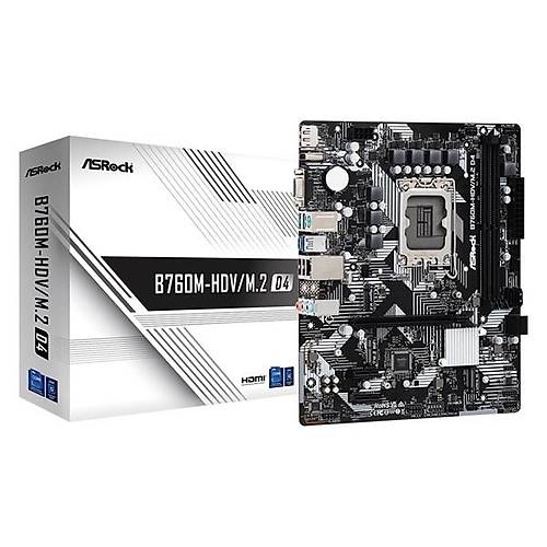 Asrock B760M-Hdv-M.2 D4 Ddr4 Hdm�-Dp Pc�e 4.0 1700P Matx