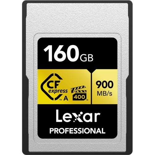 LEXAR 160GB LCAGOLD160GRNENG CFEXP PROFESSIONAL CFEXPRESS TYPE A CARD GOLD SERIE UP TO 900MB-S READ 800MB-S WRITE. VPG 400