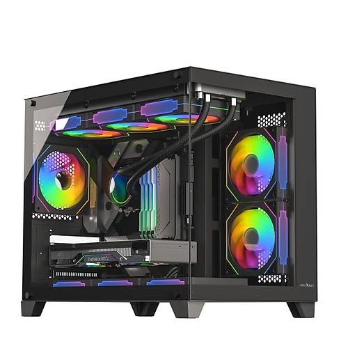 James Donkey Stark S700 3xARGB Temperli Cam 750W 80+ Bronze mATX Siyah Gaming (Oyuncu) Kasa