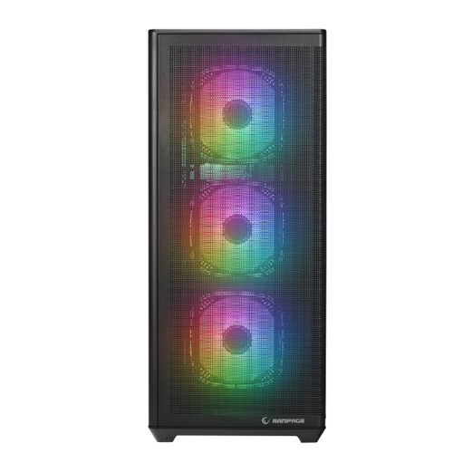 RAMPAGE VORTEX V3 TEMPERL CAM+MESH SIYAH 4xARGB FAN+HUB E-ATX Mid-T GAMING KASA