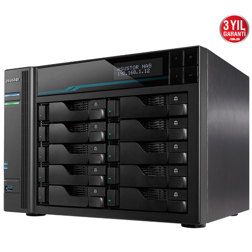 Asustor As6510T Atom Qc 8Gb Ram 10-Disk'E Kadar Destekli Nas Server (Disksiz)