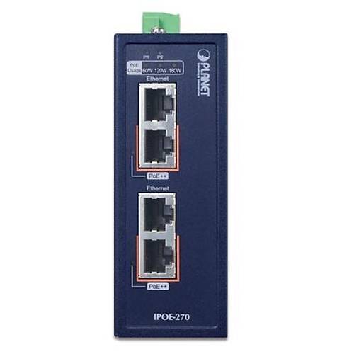 Planet Pl-Ipoe-270 Endstriyel Injector Hub (Industrial 2-Port Multi-Gigabit 802.3Bt Poe++ Injector Hub)