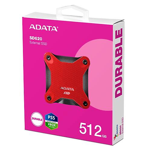 Adata 512Gb SD620 Kırmızı Taşınabilir Usb 3.2 Gen2 Ssd Harici Disk