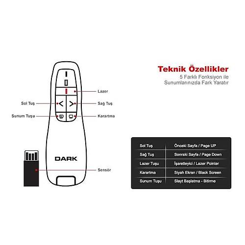 Dark Dk-Ac-Wp07 Krmz Lazerli Wireless Presenter