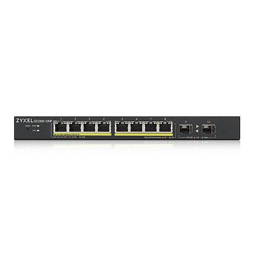 Zyxel 10Port Gs1900-10Hp Gigabit 2X-Sfp Ynetilebilir 8Port 77W Poe Swicth