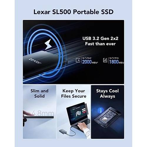 LEXAR 2TB SL500 LSL500X002T-RNBNU USB 3.2 SSD HARC DSK