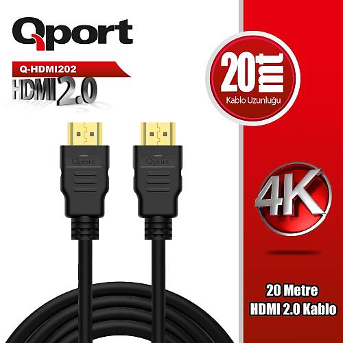 QPORT Q-HDMI202 HDMI 2.0 V ALTIN ULU KABLO 20 MT