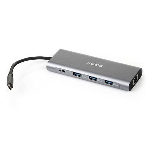 Dark Usb 3.1 Type C 9 n 1 Ethernet - Hdm - Tf Sd Kart Okuyucu - Usb 3.0 - Kulaklk oklayc Dntrc evirici Hub