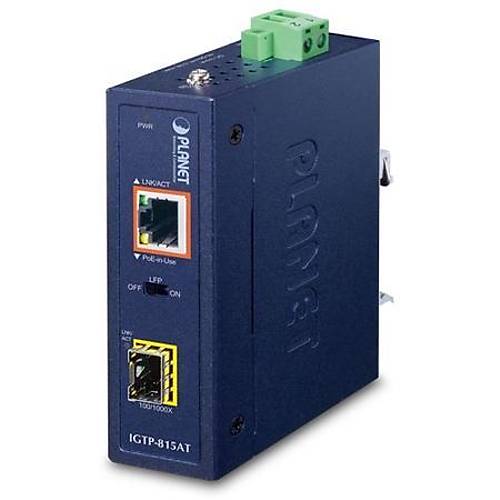 Planet Pl-Igtp-815At  Industrial Compact 100/1000Base-X To 10/100/1000Base-T 802.3At Poe+ Media Converter