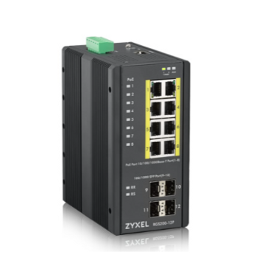 Zyxel Rgs200-12P 8X10-100-1000+4 Sfp Ynetilebilir Poe Endstriyel Swtch
