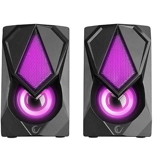 RAMPAGE RMS-G19 1+1 5W USB 5V RGB LEDLI Siyah Hoparl�r