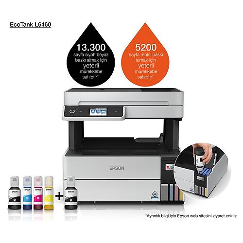 Epson L6460 Renkli Tankl� Fot-Tar-Yaz�c� A4Wi-Fi, Eth , Usb, 23 Syf-Dk, Lcd Screen 3,7Cm