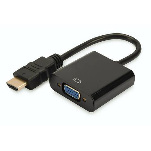 Assmann Da-70461 Hdm <-> Vga evirici Adaptr, Giri: Hdm A Erkek, 3,5Mm Audio Dii, k: Vga Dii, Siyah Renk